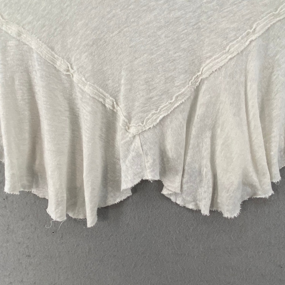 We The Free Rosie Tank Top Sz S Optic White Linen Blend Ruffle Hem V Neck - Picture 2 of 10